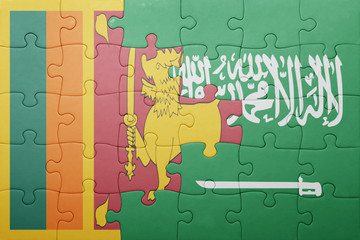 puzzle with the national flag of saudi arabia and sri lanka