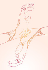 Female  hands  in the mehendi  for yoga studios and your design