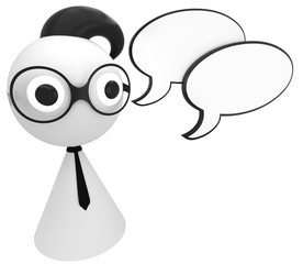 Businessman and speech balloons