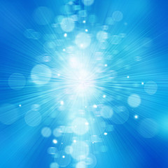 Winter Festive Christmas blue abstract background with bokeh lig