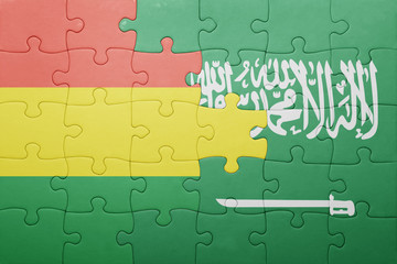 Fototapeta premium puzzle with the national flag of saudi arabia and bolivia