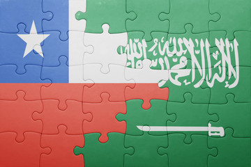Fototapeta premium puzzle z flagą narodową arabii saudyjskiej i chile