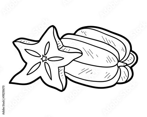 Download "Coloring book: fruits and vegetables (star fruit)" Stock image and royalty-free vector files on ...