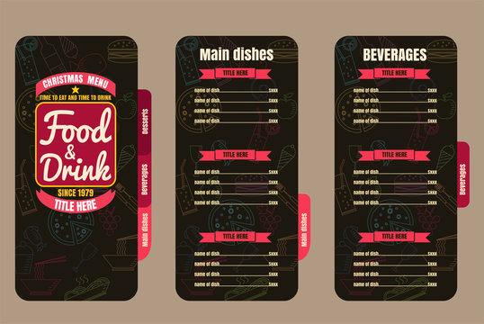 Brochure or poster Restaurant  food christmas menu  Background v