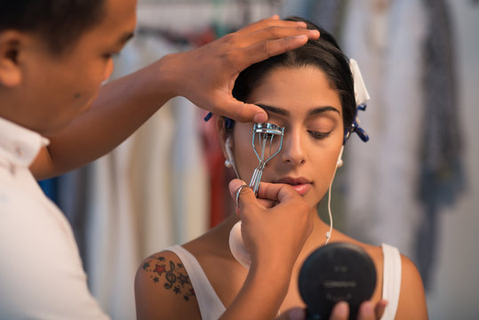 Using eyelash curler
