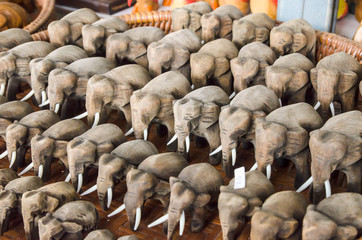 elephant carved out of wood