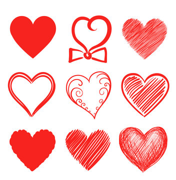 set of abstract heart shapes. vector illustration