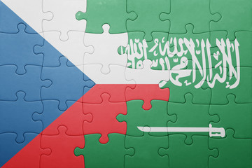puzzle with the national flag of saudi arabia and czech republic
