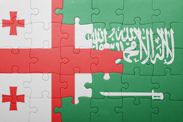 puzzle with the national flag of saudi arabia and georgia
