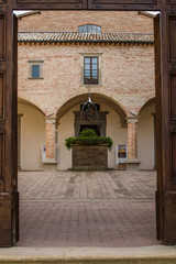 Fototapeta premium Courtyard at the Basilica Saint Ubaldo, Gubbio, Italy