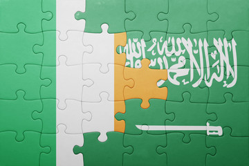puzzle with the national flag of saudi arabia and ireland © luzitanija