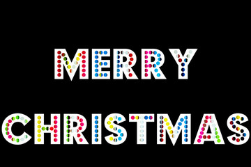 MERRY CHRISTMAS word with colorful decoration isolated on black