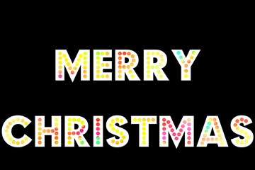 MERRY CHRISTMAS word with colorful decoration isolated on black