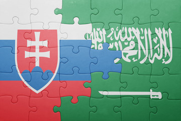 puzzle with the national flag of saudi arabia and slovakia