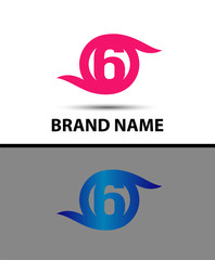 Vector sign spherical number 6 logo
