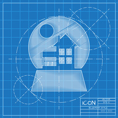 Vector christmas icon. New year illustration.  Snow globe