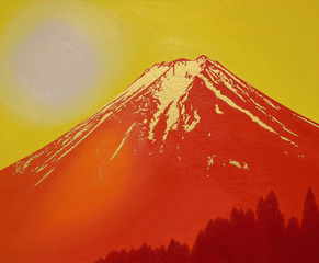 富士吉田からの金の赤富士
