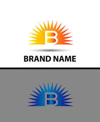Abstract icons of letter B and Sun Logo
