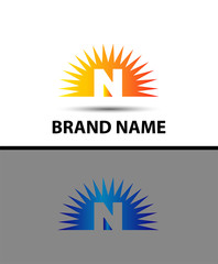 Abstract icons of letter N and Sun Logo
