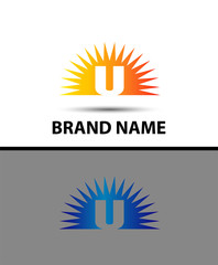 Abstract sunrise icon based on the letter U logo
