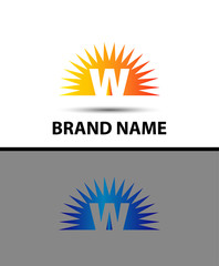 Fototapeta premium Abstract sunrise icon based on the letter W logo 