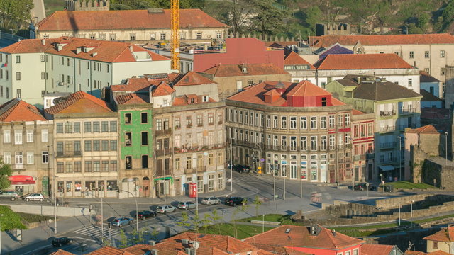 Street Avenida Dom Afonso Henriques -  view from Clerigos Tower in Porto timelapse, Portugal