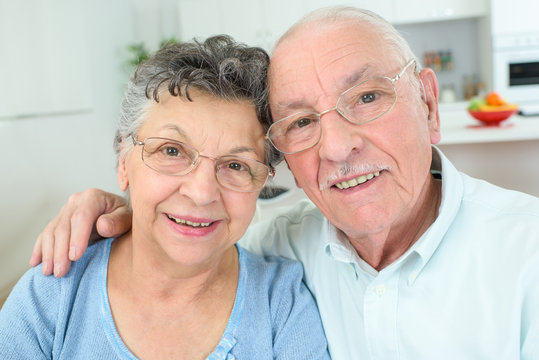 Closeup portrait of elderly couple