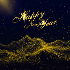 Particles of gold mountains, can be used as the background of the New Year.