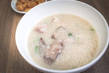 Pork Congee with  Crispy Thai deep-fried dough stick