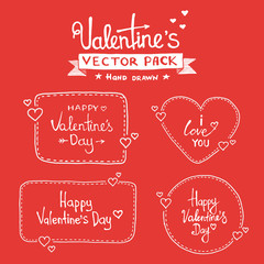 Naklejka premium Set Of Happy Valentines Day Hand Lettering