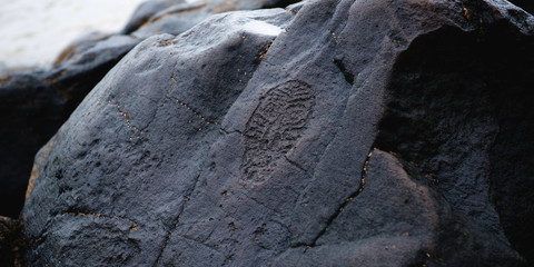 Ancient petroglyphs found on shore of Amure river.