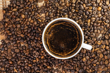 white coffee cup on background