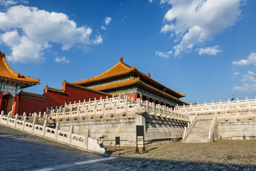 Obraz premium The ancient royal palaces of the Forbidden City in Beijing, China
