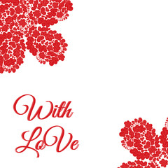 Floral doodle background white and red with love