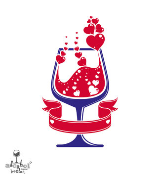 Simple vector cognac goblet with splash, alcohol idea illustration