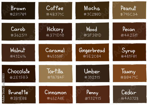 "Brown Tone Color Shade Background with Code and Name Illustration