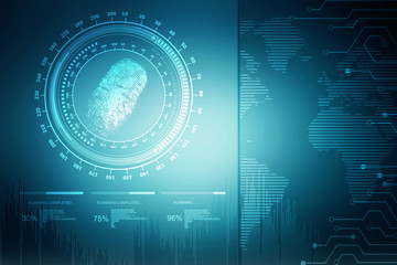 Abstract technology background.Security system concept with fingerprint Letter P sign