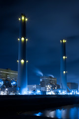 Fototapeta na wymiar Power Plant At Night
