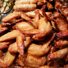 The Taiwanese honey barbecue chicken wings at food street night market.