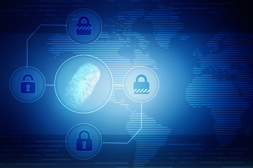 Fototapeta premium Abstract technology background.Security system concept with fingerprint Letter P sign