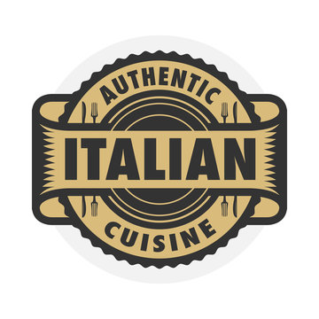 Abstract stamp or label with the text Authentic Italian Cuisine