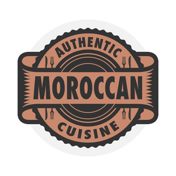 Abstract stamp or label with the text Authentic Moroccan Cuisine