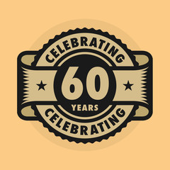 Stamp with the text Celebrating 60 years anniversary