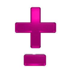 Obraz premium Hyphen, minus, plus marks from pink alphabet set, isolated on white. Computer generated 3D photo rendering.