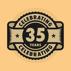 Stamp with the text Celebrating 35 years anniversary
