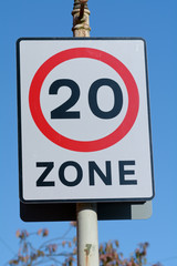 Speed limit - 20 mph zone sign