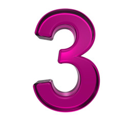 One digit from pink alphabet set, isolated on white. Computer generated 3D photo rendering.