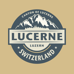 Abstract stamp with the name of town Lucerne in Switzerland