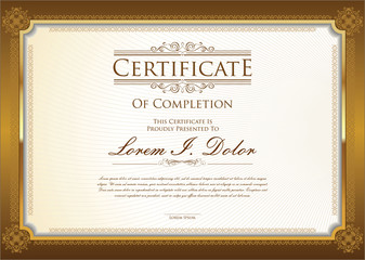 Certificate or diploma template retro vintage design