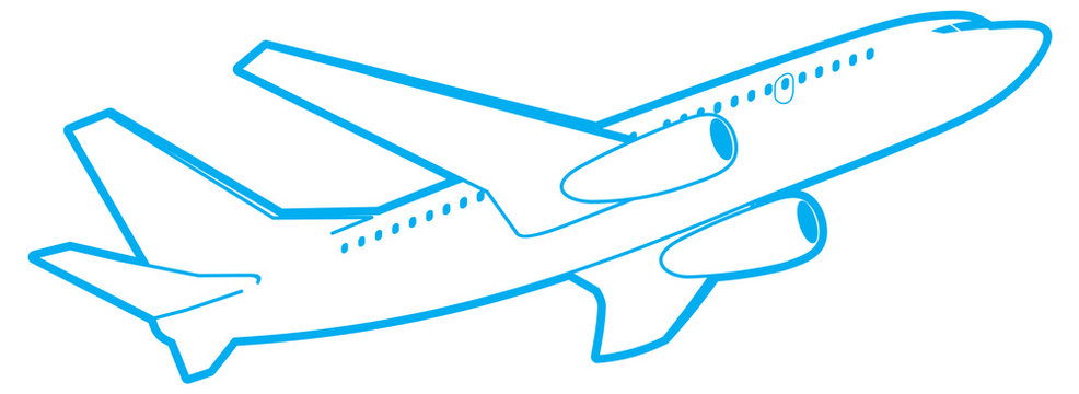 Vector outline passenger plane, bottom view.